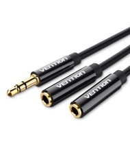 CABLE AUDIO VENTION JACK 3.5/M - 2X JACK 3.5/H 30CM BLACK