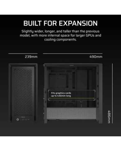 CAJA ORDENADOR GAMING CORSAIR FRAME 4000D CRISTAL TEMPLADO BLACK