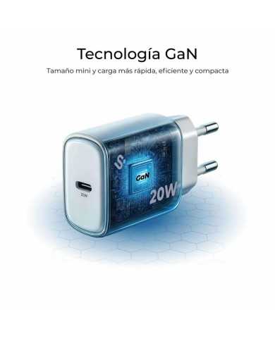 CARGADOR DE PARED SUBBLIM GAN USB-C 20W WHITE