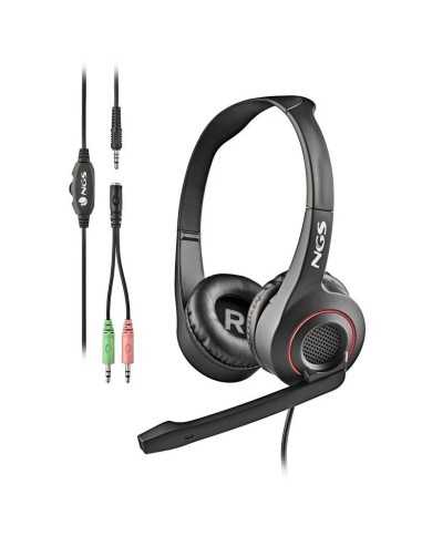 AURICULARES + MICROFONO NGS MSX10PRO JACK 3.5MM BLACK + ADAPTADOR DOBLE JACK