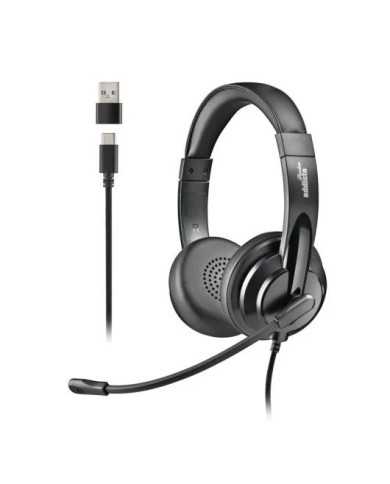 AURICULARES + MICROFONO NGS VOX605USBC USB-A/C BLACK