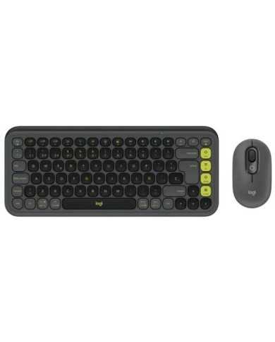 TECLADO + RATON LOGITECH POP ICON WIRELESS BLACK/GREEN