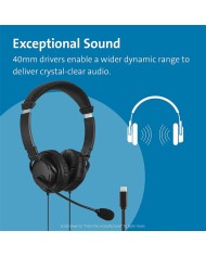 AURICULARES + MICROFONO KENSINGTON K97457WW HI-FI USB-C BLACK