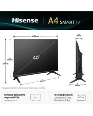 TELEVISOR HISENSE 40 LED UHD 4K USB SMART TV ANDROID WIFI HOTEL VIDAA BLUETOOTH
