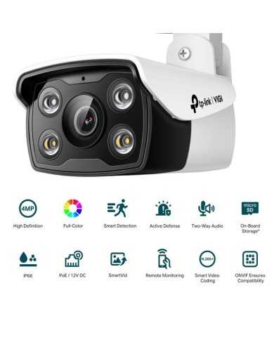 CAMARA IP TP-LINK VIGI BULLET EXTERIOR MICROSD 4MP 2.8MM IR 30M IP67 POE