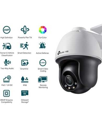 CAMARA IP TP-LINK VIGI PT 4MP 4MM IR 30M IP66 POE