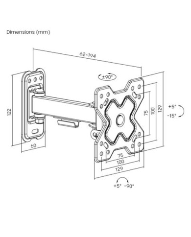 SOPORTE CON BRAZO TV 13-32 UNA EXTENSION CROMAD
