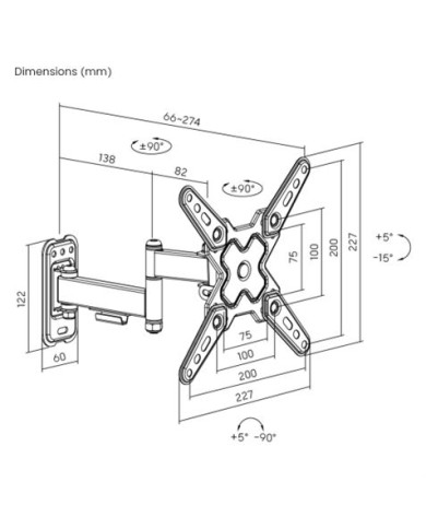 SOPORTE CON BRAZO TV 13-43 DOBLE EXTENSION CROMAD