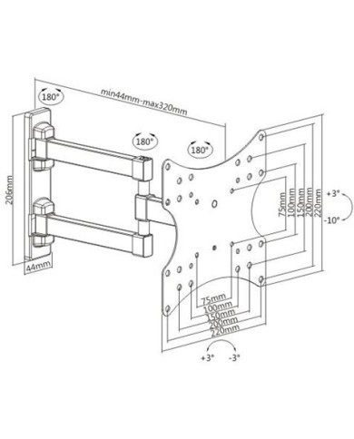 SOPORTE CON BRAZO TV 23-42 DOBLE EXTENSION CROMAD