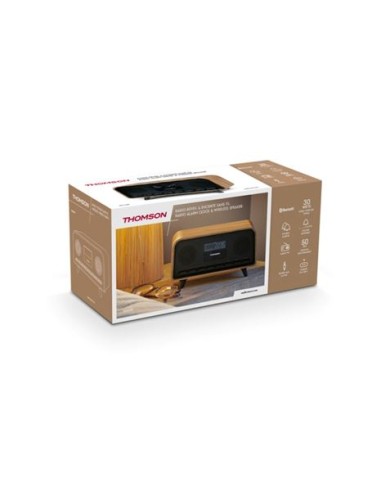 ALTAVOZ RETRO CON DESPERTADOR 30W MADERA NEGRO RT850BT THOMSON