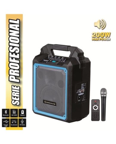 ALTAVOZ AUTOAMPLIFICADO PRO200 6.5 200W CON BATERIA + MICRO SERIE PRO COOL
