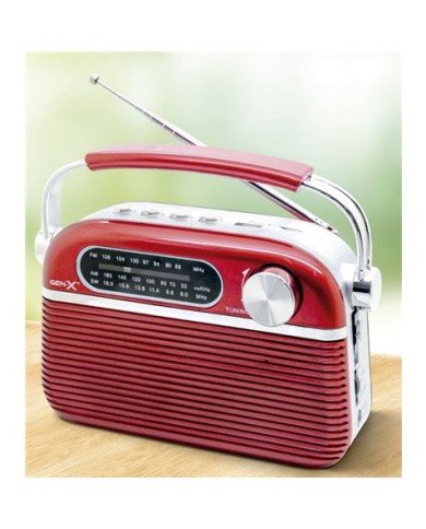 RADIO CLASICA RECARGABLE CON BLUETOOTH 4408 ROJA GEN-X