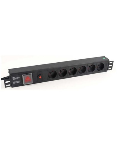 REGLETA ALUMINIO PDU RACK 19 6 TOMAS + INTERRUPTOR + FILTRO DE PROTECCION
