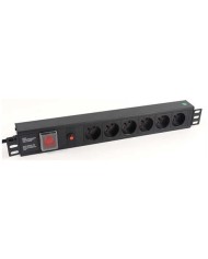 REGLETA ALUMINIO PDU RACK 19 6 TOMAS + INTERRUPTOR + FILTRO DE PROTECCION