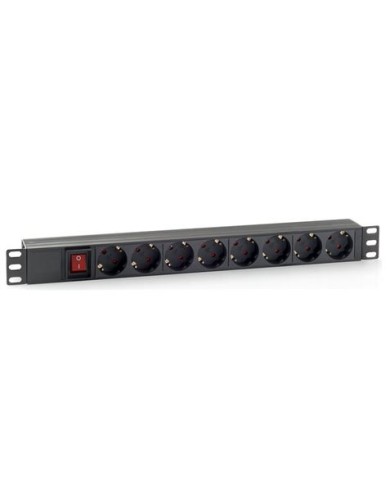REGLETA PDU RACK 19 8 TOMAS + INTERRUPTOR PLASTICO CROMAD