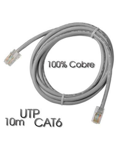 CABLE DE RED UTP CAT 6 10M GRIS CLARO 100% COBRE CROMAD