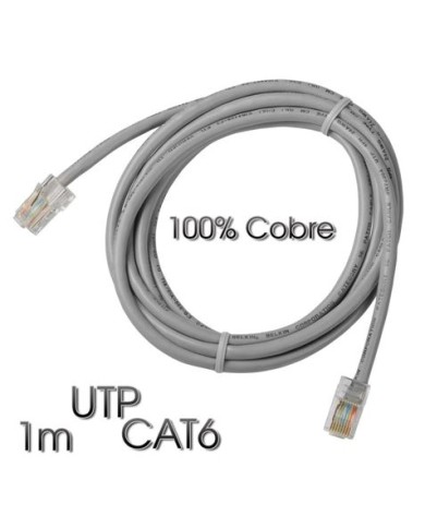 CABLE DE RED UTP CAT 6 1M GRIS CLARO 100% COBRE CROMAD