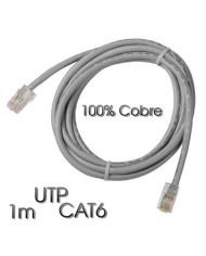 CABLE DE RED UTP CAT 6 1M GRIS CLARO 100% COBRE CROMAD