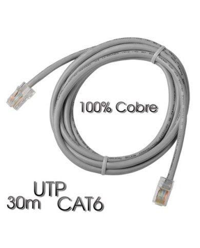 CABLE DE RED UTP CAT 6 30M GRIS CLARO 100% COBRE CROMAD