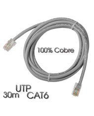 CABLE DE RED UTP CAT 6 30M GRIS CLARO 100% COBRE CROMAD