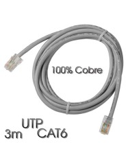 CABLE DE RED UTP CAT 6 3M GRIS CLARO 100% COBRE CROMAD