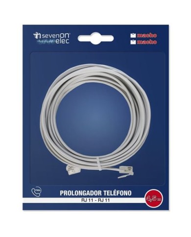 CABLE TELÉFONO RJ11 4.5M 4 VIAS MACHO-MACHO SEVENON