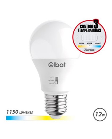 BOMBILLA LED A60 | 12W | 1150LM | E27 | LUZ CALIDA/BLANCA/FRIA | ELBAT