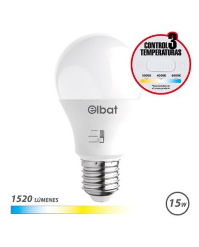 BOMBILLA LED A60 | 15W | 1520LM | E27 | LUZ CALIDA/BLANCA/FRIA | ELBAT