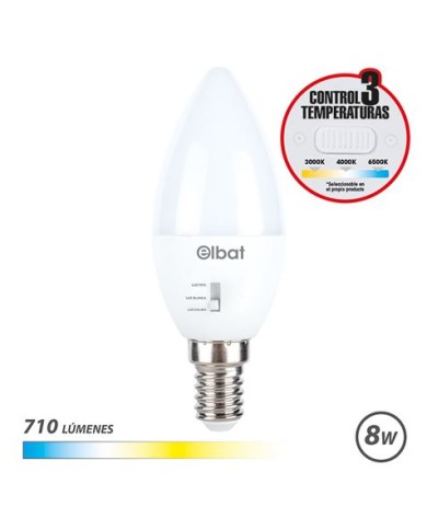 BOMBILLA LED C37 | 8W | 710LM | E14 | LUZ CALIDA/BLANCA/FRIA | ELBAT