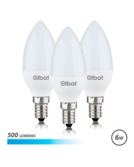 PACK 3 BOMBILLAS LED C37 | 6W | 500LM | E14 | LUZ FRIA | ELBAT