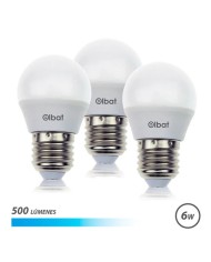PACK 3 BOMBILLAS LED G45 | 6W | 500LM | E27 | LUZ FRIA | ELBAT