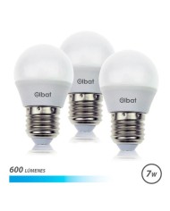PACK 3 BOMBILLAS LED G45 | 7W | 600LM | E27 | LUZ FRIA | ELBAT