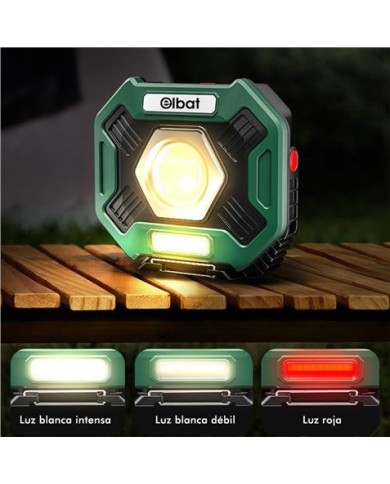 FOCO LED MULTIFUNCIÓN RECARGABLE 20W 2000LM LUZ FRIA ELBAT