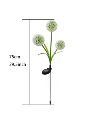 ESTACA SOLAR DECORATIVA FLORES REDONDAS JARDIN 75CM