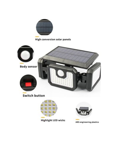 FOCO SOLAR TRIPLE CON SENSOR 800LM ELBAT