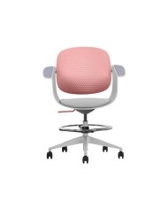 SILLA / TABURETE DE OFICINA TOP WORK ROJO CROMAD