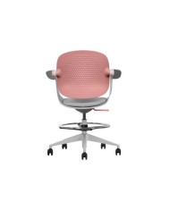 SILLA / TABURETE DE OFICINA TOP WORK ROJO CROMAD