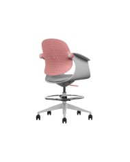 SILLA / TABURETE DE OFICINA TOP WORK ROJO CROMAD