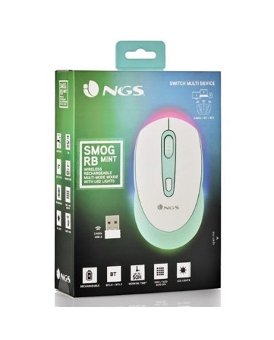 RATON INALAMBRICO BLUETOOTH RECARGABLE 2400 DPI VERDE MENTA NGS