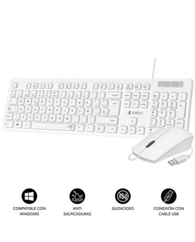 COMBO TECLADO Y RATON CON CABLE BUSINESS SLIM BLANCO SUBBLIM