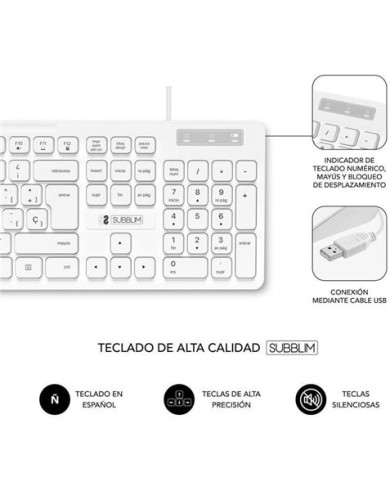 COMBO TECLADO Y RATON CON CABLE BUSINESS SLIM BLANCO SUBBLIM
