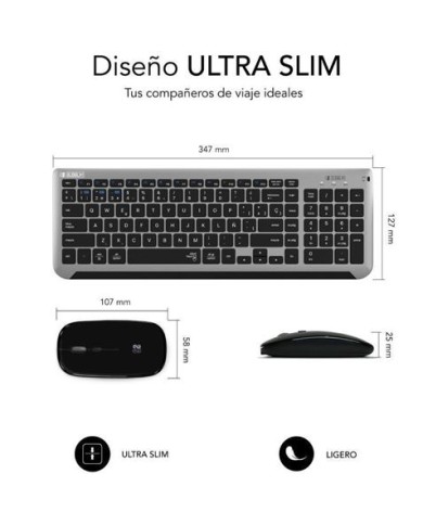 COMBO TECLADO Y RATON WIRELESS Y BLUETOOTH PRESTIGE EXTENDIDO NEGRO SUBBLIM