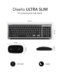 COMBO TECLADO Y RATON WIRELESS Y BLUETOOTH PRESTIGE EXTENDIDO NEGRO SUBBLIM