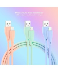 CABLE LIGHTNING A USB 2.0 NANOCABLE A/M 1M 3UD BLUE PINK GREEN LISO CABLE LIGHTNING A USB 2.0 NANOCABLE A/M 1M 3UD BLUE PINK GREEN LISO