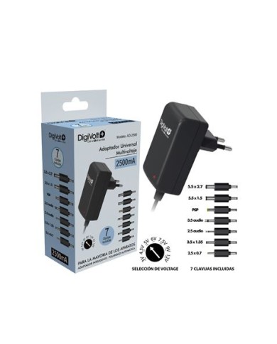 CARGADOR UNIVERSAL MULTIVOLTAJE 2500MAH 7 PUNTAS DIGIVOLT