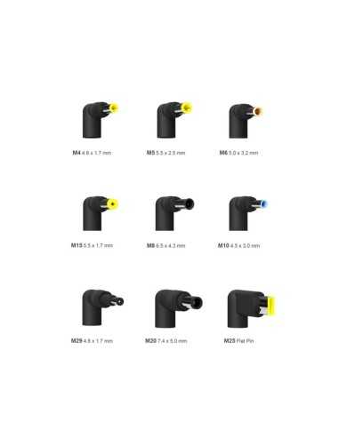 CARGADOR PORTATIL AISENS 65W AUTOMATICO + 9 CONECTORES + USB-A