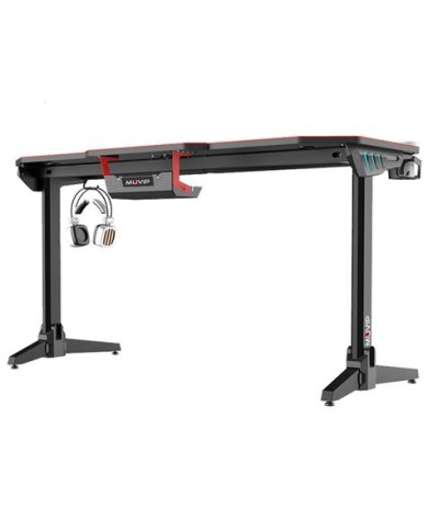 MESA GAMING PRO800 XL FIBRA CARBONO | LUZ RGB | ALFOMBRILLA 140CM MUVIP