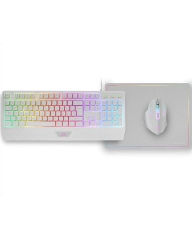 PACK GAMING TECLADO H-MEC | RATON | ALFOMBRILLA RGB BLANCO MCP124 MARS GAMI