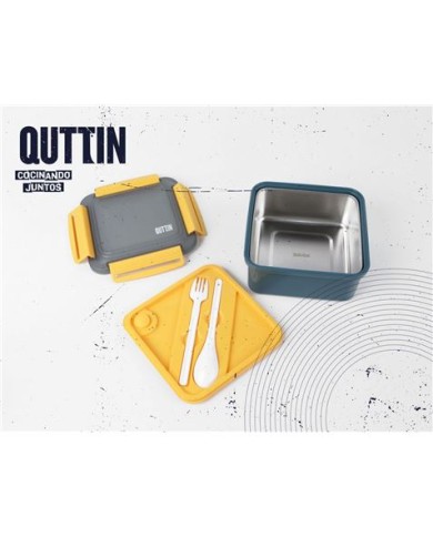 FIAMBRERA CUADRADA 1.5 LITROS INOX Y APTO PARA MICROONDAS CON CUBIERTOS