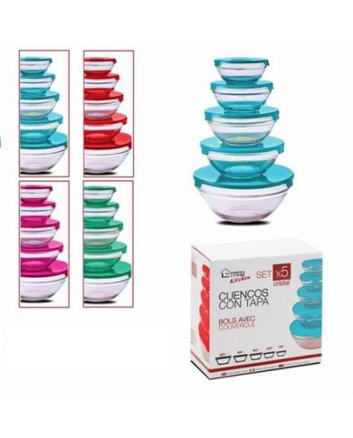 SET 5 TUPPER CRISTAL REDONDOS HERMETICOS C/ SURTIDOS